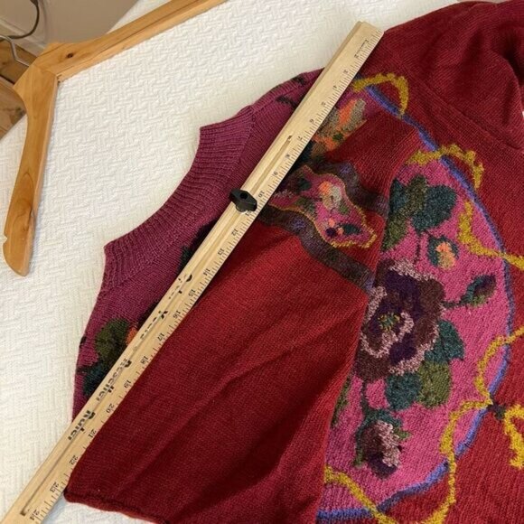 Vintage 80s 90s Jantzen Wool Textured Floral Paisley Knit Sweater Women’s M - Picture 10 of 14